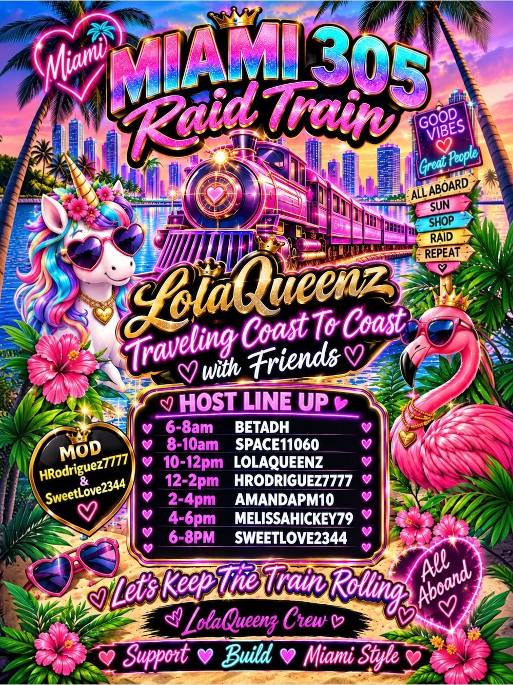 LolaQueenz Miami 305 Raid Train Party share show
